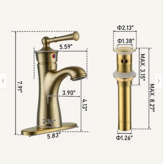 Bathroom sink faucet- single handle, brushed gold-new in box-Clihome - Picture 4 of 15